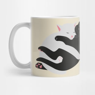 Cute minimal Black and White sleeping kitty cats Mug